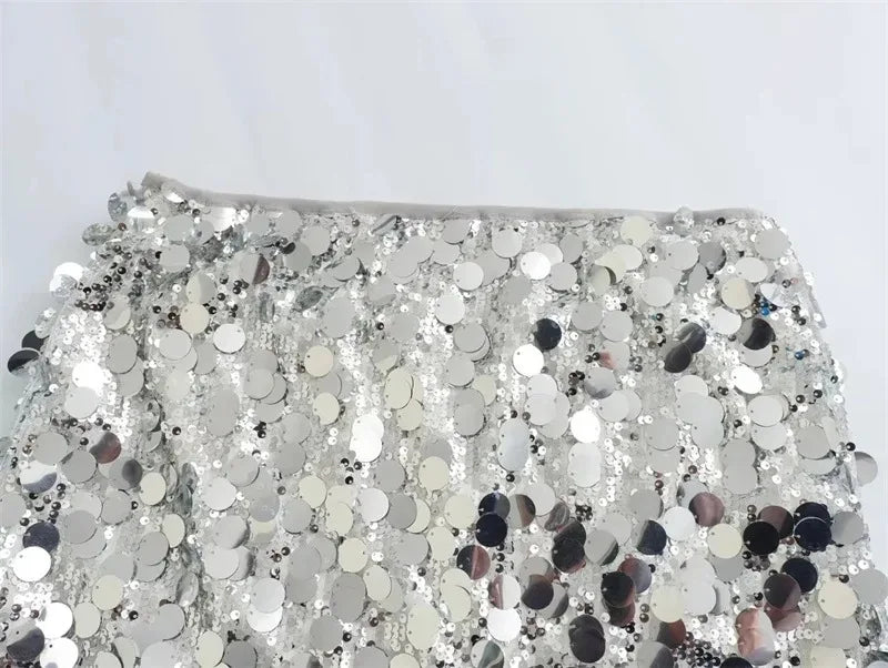 Saia de lantejoulas prata mulher cintura alta mini saia mulher moda brilhante glitter elegante saias curtas para mulheres saias y2k