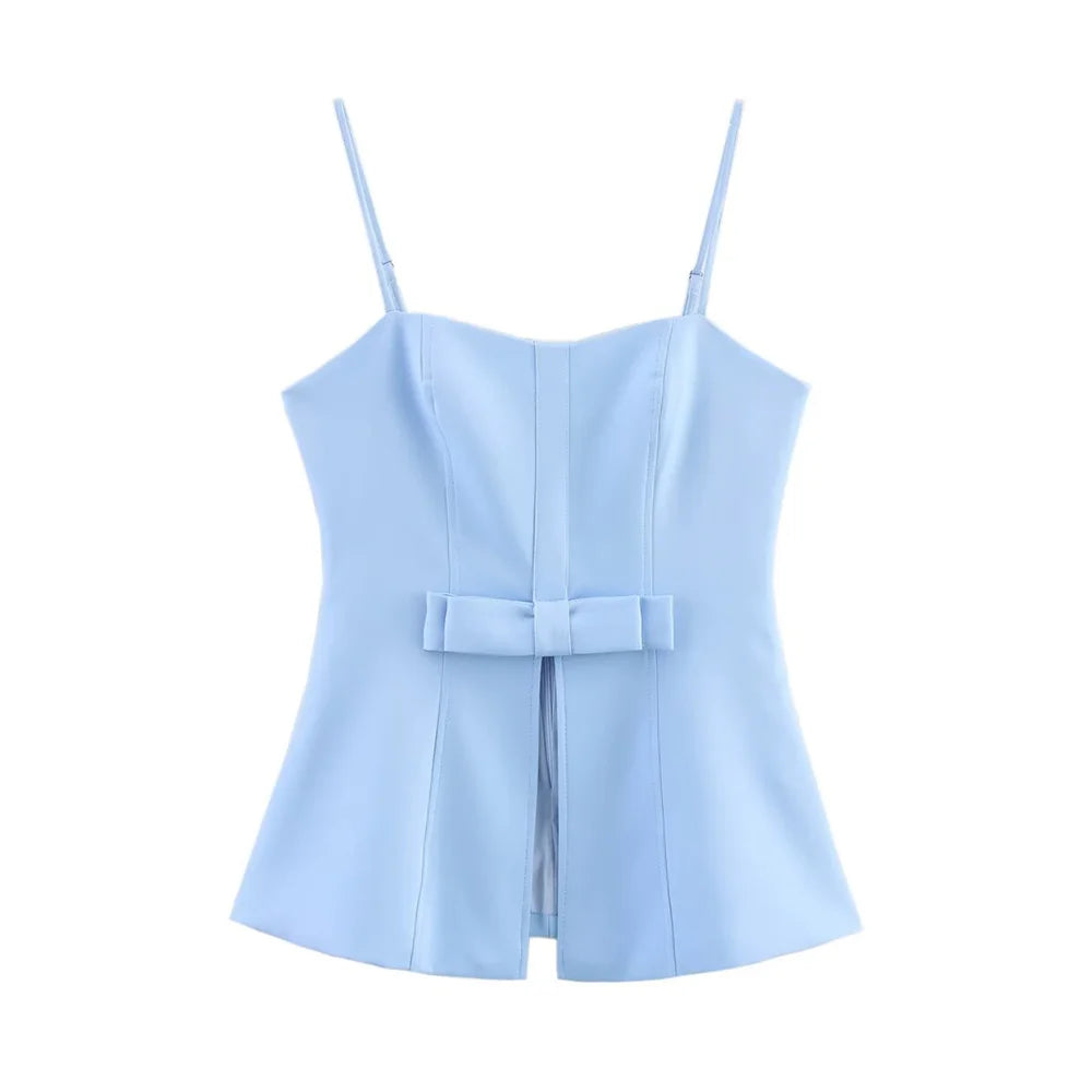 UNIZERA blusa feminina sem alças com zíper decoração saia curta para primavera e verão roupas femininas casuais