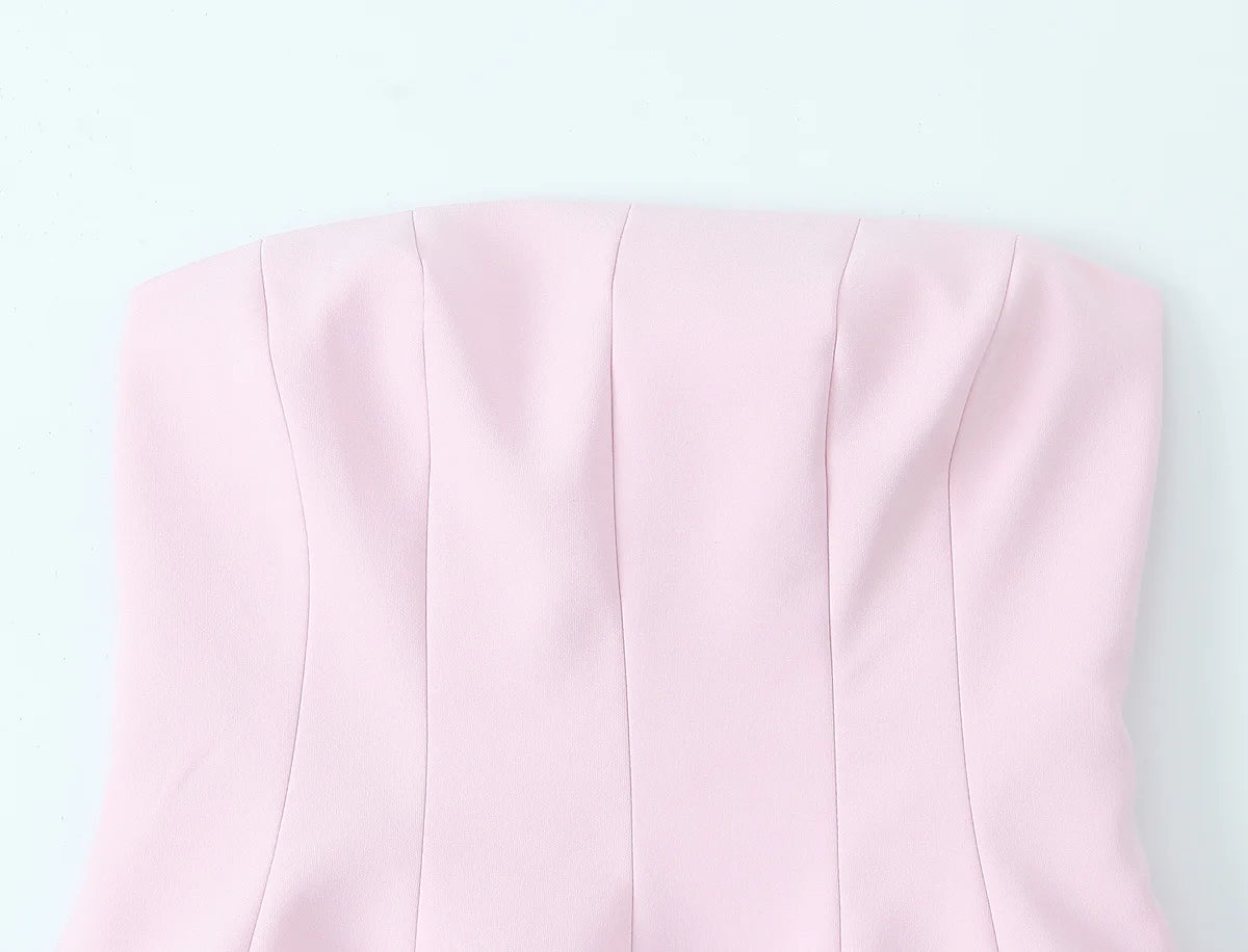 Tfmln moda feminina sem alças topo feminino casual sexy fino encaixe lateral zíper sólido curto topo 2025 verão novo 2 cores
