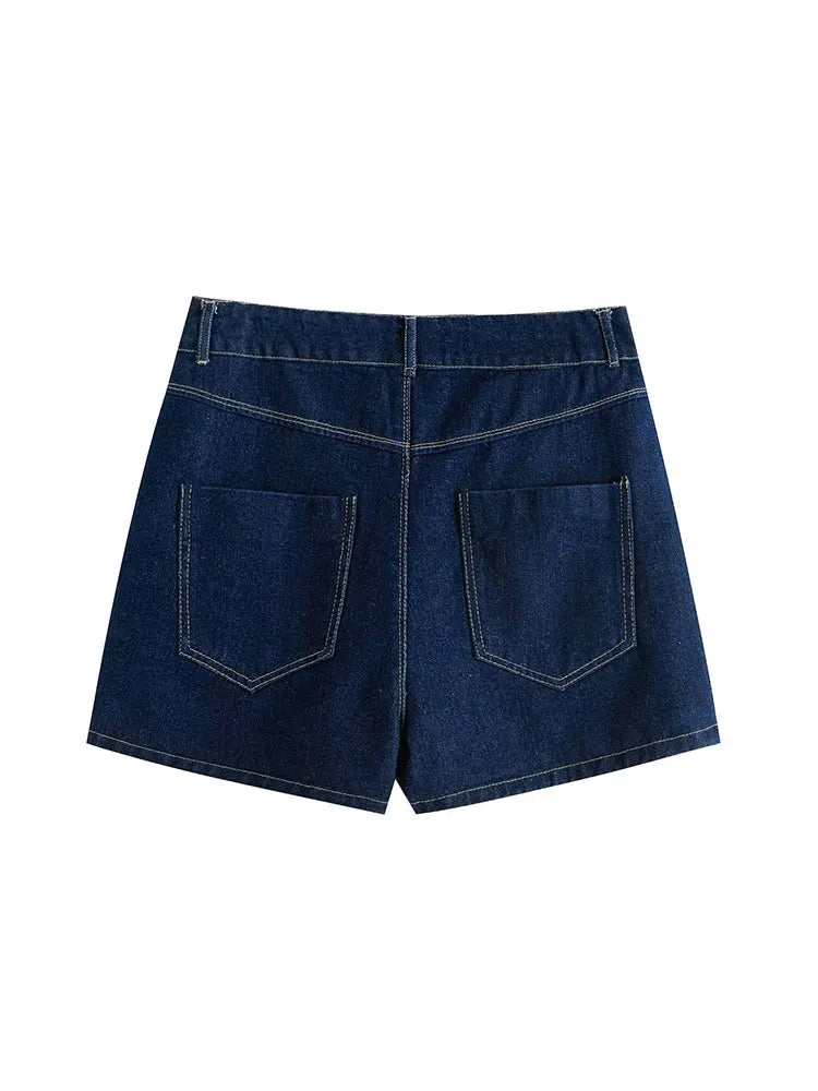 Traf 2025 conjuntos casuais femininos de verão moda mini saias shorts conjuntos denim camisa curta conjuntos superiores para mulheres rua roupa feminina