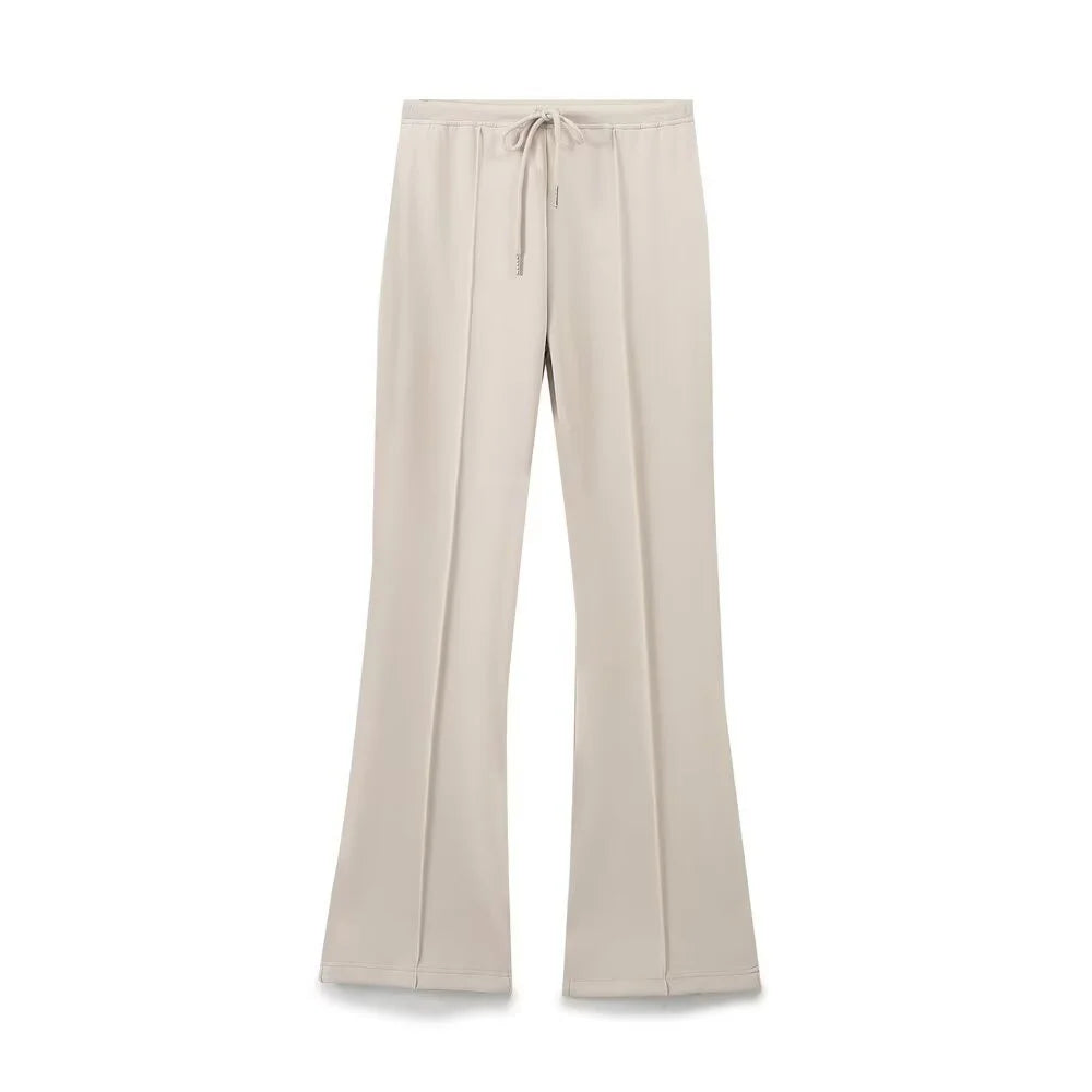 Taop & za outono nova moda feminina casual zíper decoração com capuz manga comprida moletom jaqueta trompete calças conjunto