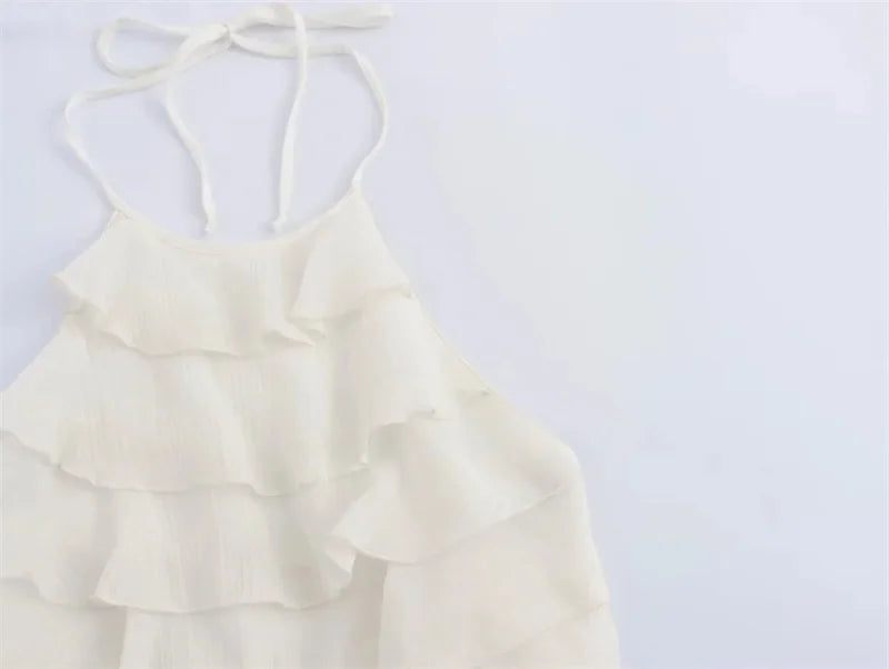 Colete sem mangas Halter arco feminino, top sexy com franjas elegante, Lady Bustier, roupa de suspensão feminina, moda verão