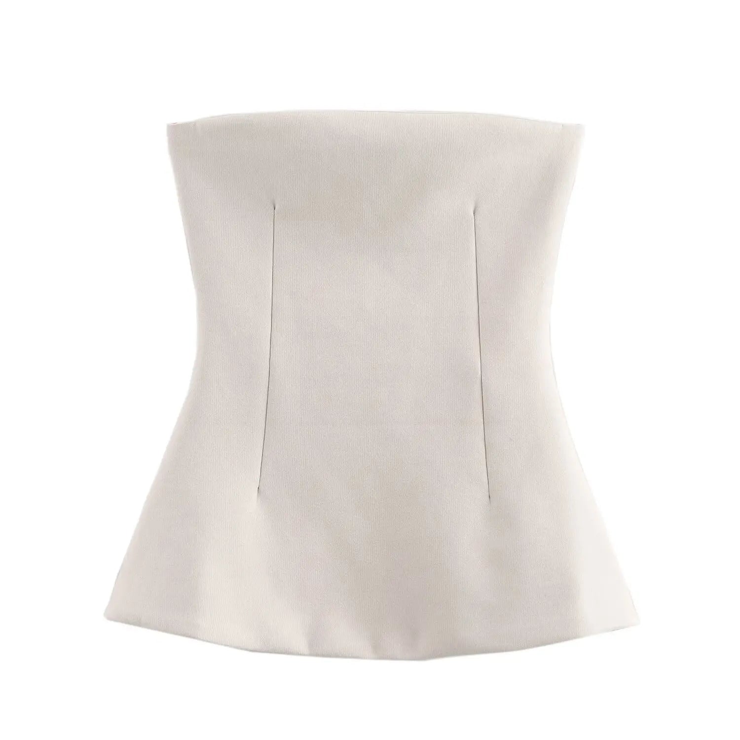 ZBZA Top tubo sexy sem costas feminino Slim fit cor sólida elástico médio casual cintura curta top primavera verão novo colete feminino chique