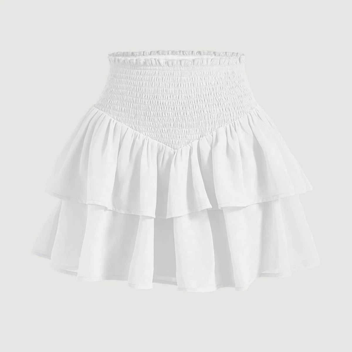 Mia Muse Minissaia feminina de cintura alta, peplum em camadas, casual, todas as estações, básica, sólida, formal, acampanada, linha A