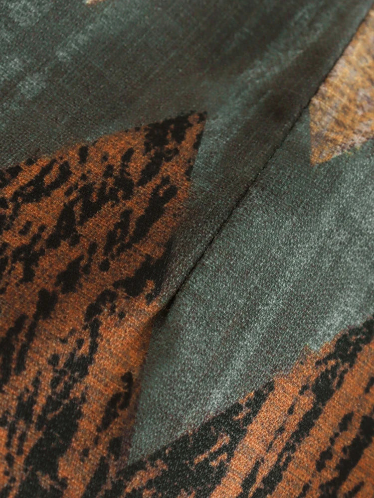 Keyanketian novo vintage impressão geométrica mini saia atada sarong frisado franja envoltório vestidos casuais zip curto skort mujer