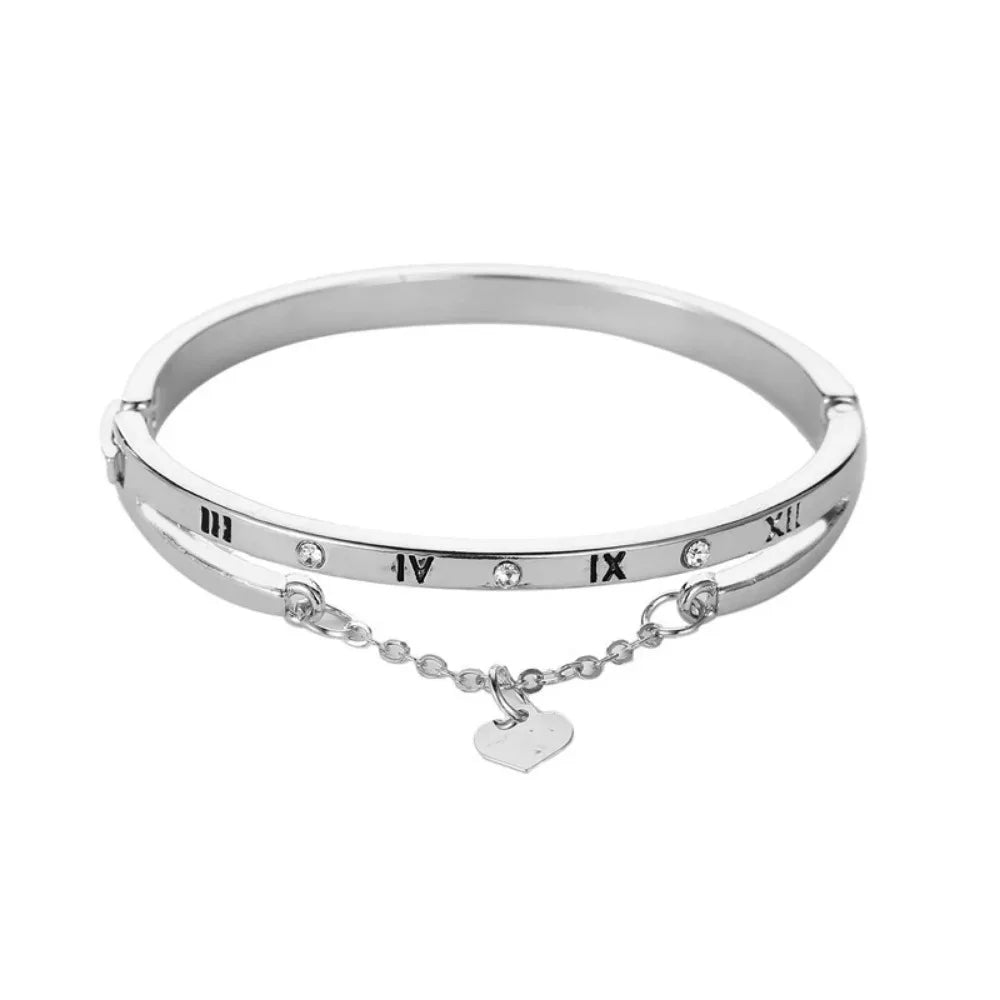 Suemng 2024 novo luxo rosa ouro cor pulseiras de aço inoxidável pulseiras coração para sempre amor marca charme pulseira para presentes femininos