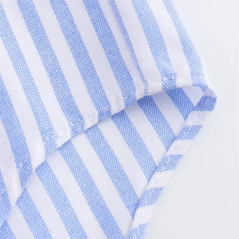 Traf oxford camisa branca mulher assimétrica azul listrado blusas de manga longa para mulher 2024 casual camisas básicas mulher verão topo