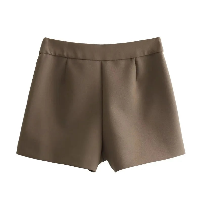 Traf assimétrico feminino skort cintura alta mini saia shorts mulher outono saias curtas para mulher chique e elegante saia