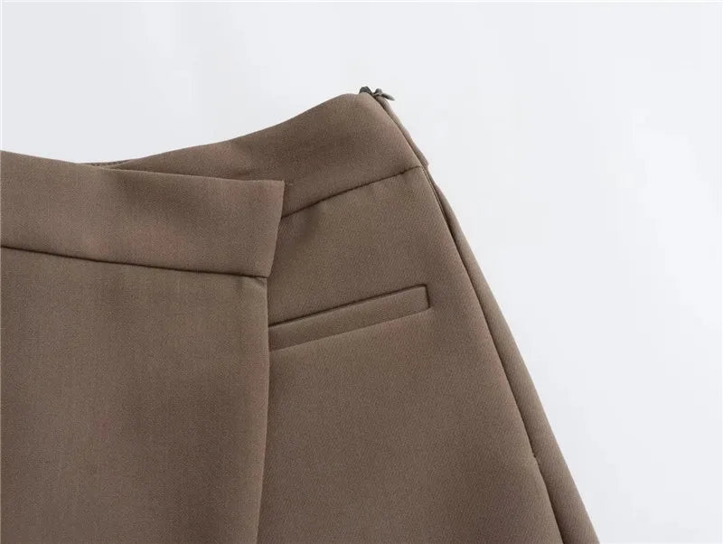 Traf assimétrico feminino skort cintura alta mini saia shorts mulher outono saias curtas para mulher chique e elegante saia