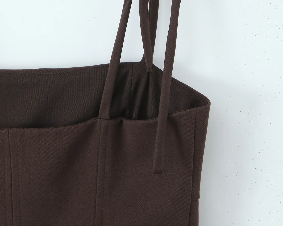 Duoperi moda feminina sem costas topos camisola pescoço quadrado sem mangas arco tine cintas feminino chique senhora tanque