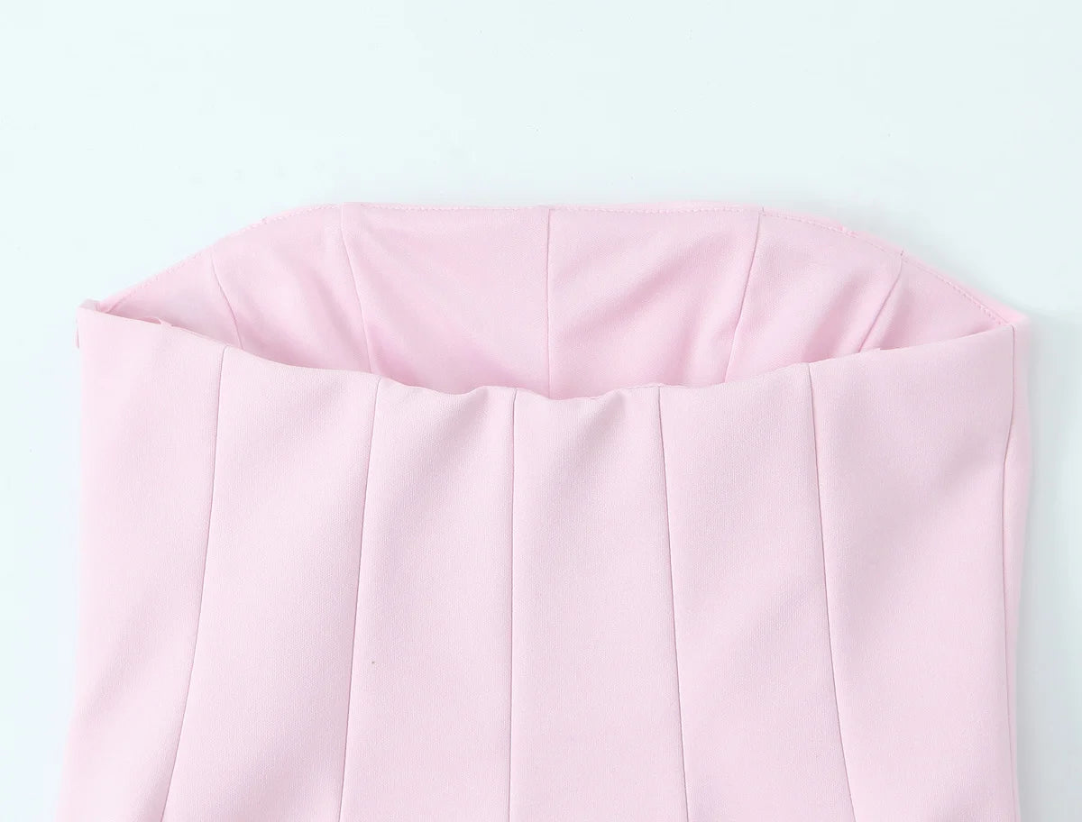 Tfmln moda feminina sem alças topo feminino casual sexy fino encaixe lateral zíper sólido curto topo 2025 verão novo 2 cores