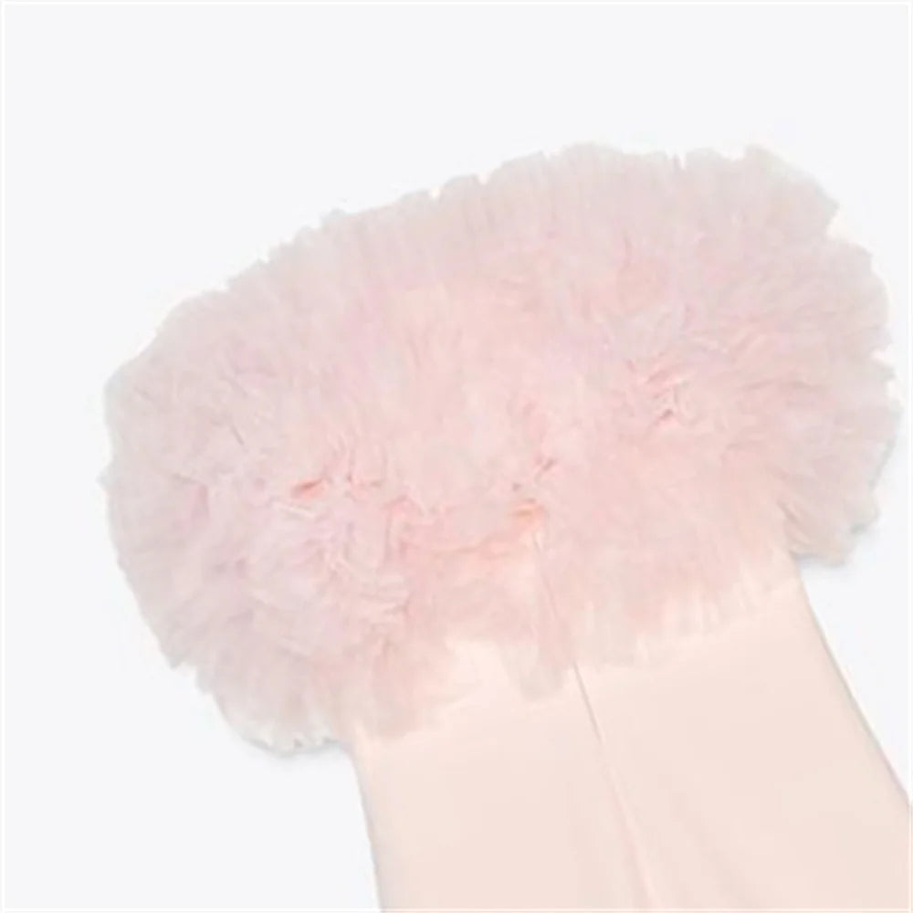UNIZERA vestido feminino fofo de malha de seda sem alças com mini vestido decoração para primavera e verão novas roupas femininas