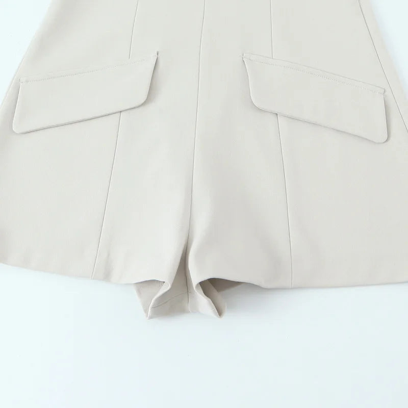 Traf feminino elegante playsuits 2025 primavera sem mangas espartilho macacão senhoras moda casual sem costas bodysuits verão macacões