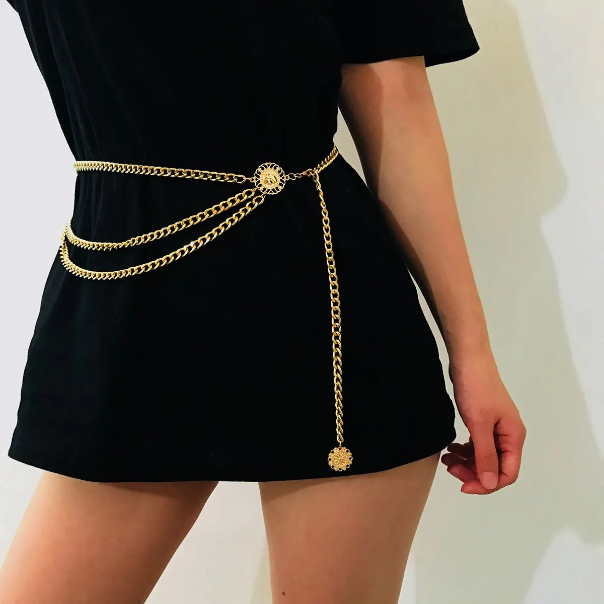 Boho sexy girassol rainha cabeça moeda borla pingente cintura barriga cinto corrente feminino verão biquíni rave corpo jóias y2k acessórios