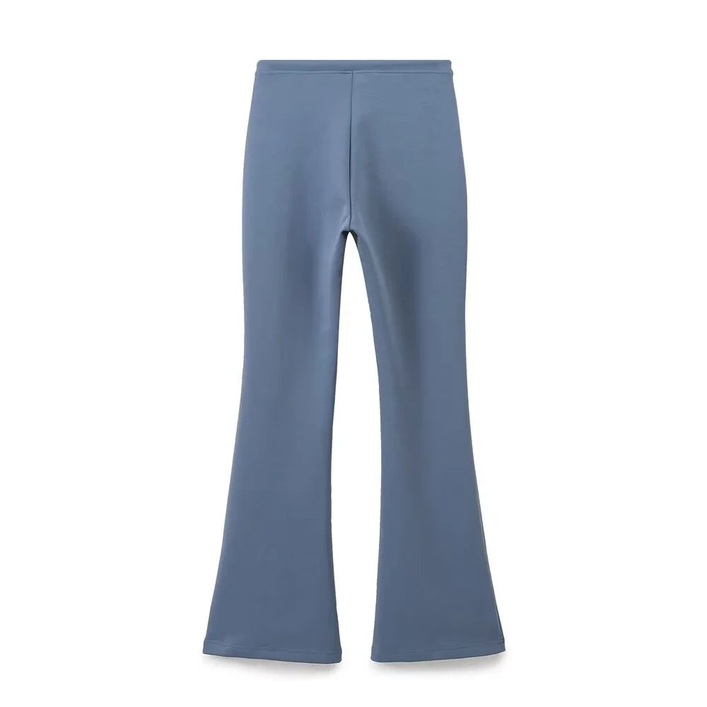 Taop & za outono nova moda feminina casual zíper decoração com capuz manga comprida moletom jaqueta trompete calças conjunto