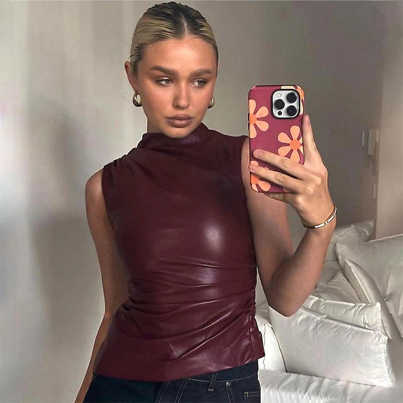 Cutenova feminino y2k vintage plutônio simples básico regata cintura alta magro encolhido slash corte sem mangas topos versátil camisas nobres