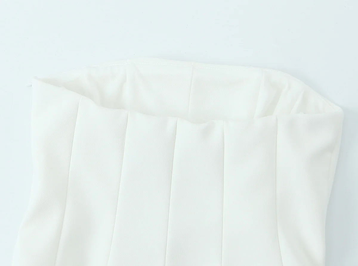 Tfmln moda feminina sem alças topo feminino casual sexy fino encaixe lateral zíper sólido curto topo 2025 verão novo 2 cores