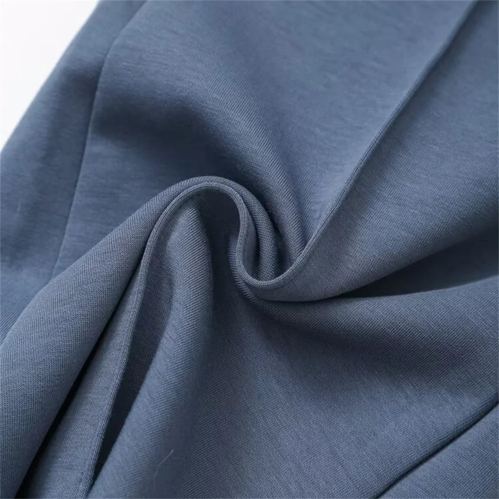 Taop & za outono nova moda feminina casual zíper decoração com capuz manga comprida moletom jaqueta trompete calças conjunto