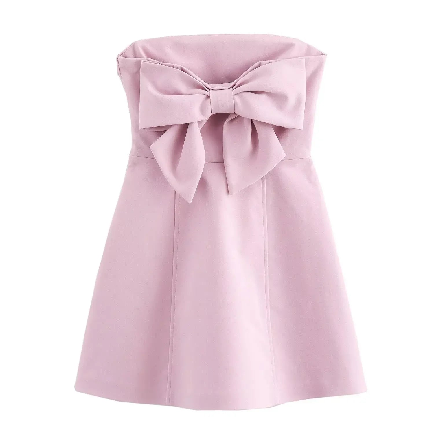 Mini Vestido Sem Alças com Laço - Tendência