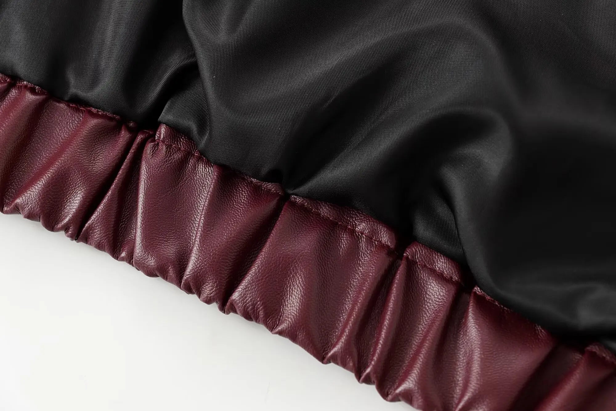 Trafza vinho vermelho couro falso jakcet moda outerwear engrossar zíper lapela casacos do plutônio outono inverno streetwear senhoras topos feminino