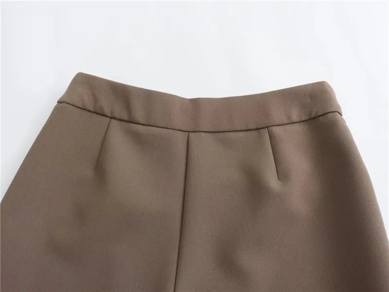 Traf assimétrico feminino skort cintura alta mini saia shorts mulher outono saias curtas para mulher chique e elegante saia