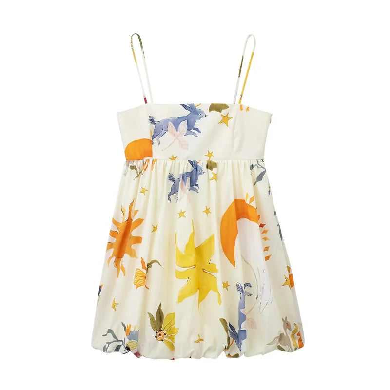 Vestido Mini Estampado Sem Mangas - Verão