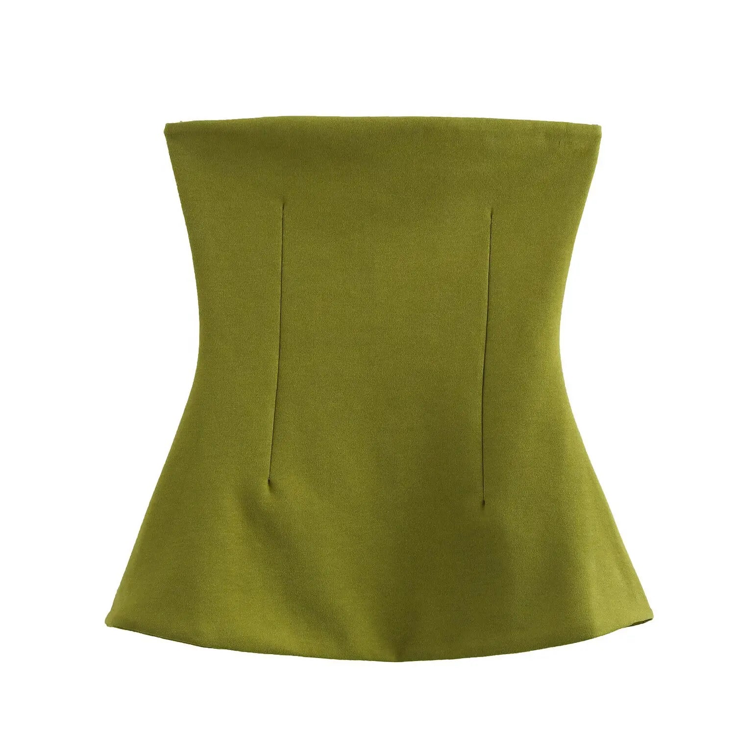 ZBZA Top tubo sexy sem costas feminino Slim fit cor sólida elástico médio casual cintura curta top primavera verão novo colete feminino chique