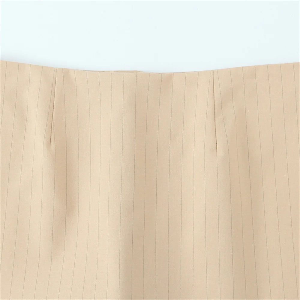 UNIZERA Conjunto feminino listrado de alça fina e calças com decoração de babados primavera novo produto casual feminino
