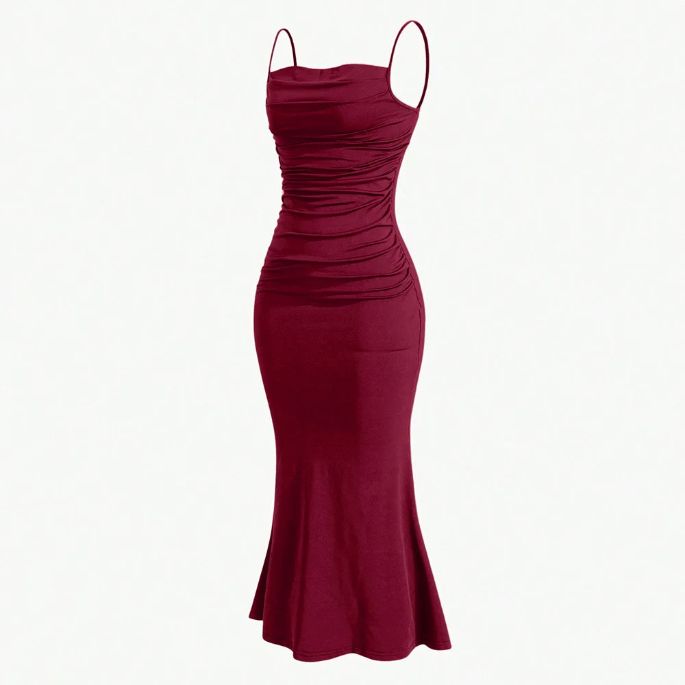 Mia Muse Vestidos de festa femininos maxi alça espaguete elegante fino noite casamento convidado multicolorido verão vestidos de leite