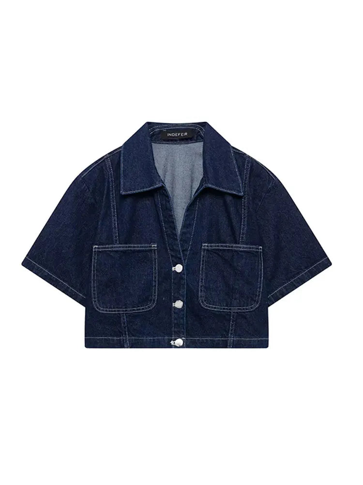 Traf 2025 conjuntos casuais femininos de verão moda mini saias shorts conjuntos denim camisa curta conjuntos superiores para mulheres rua roupa feminina