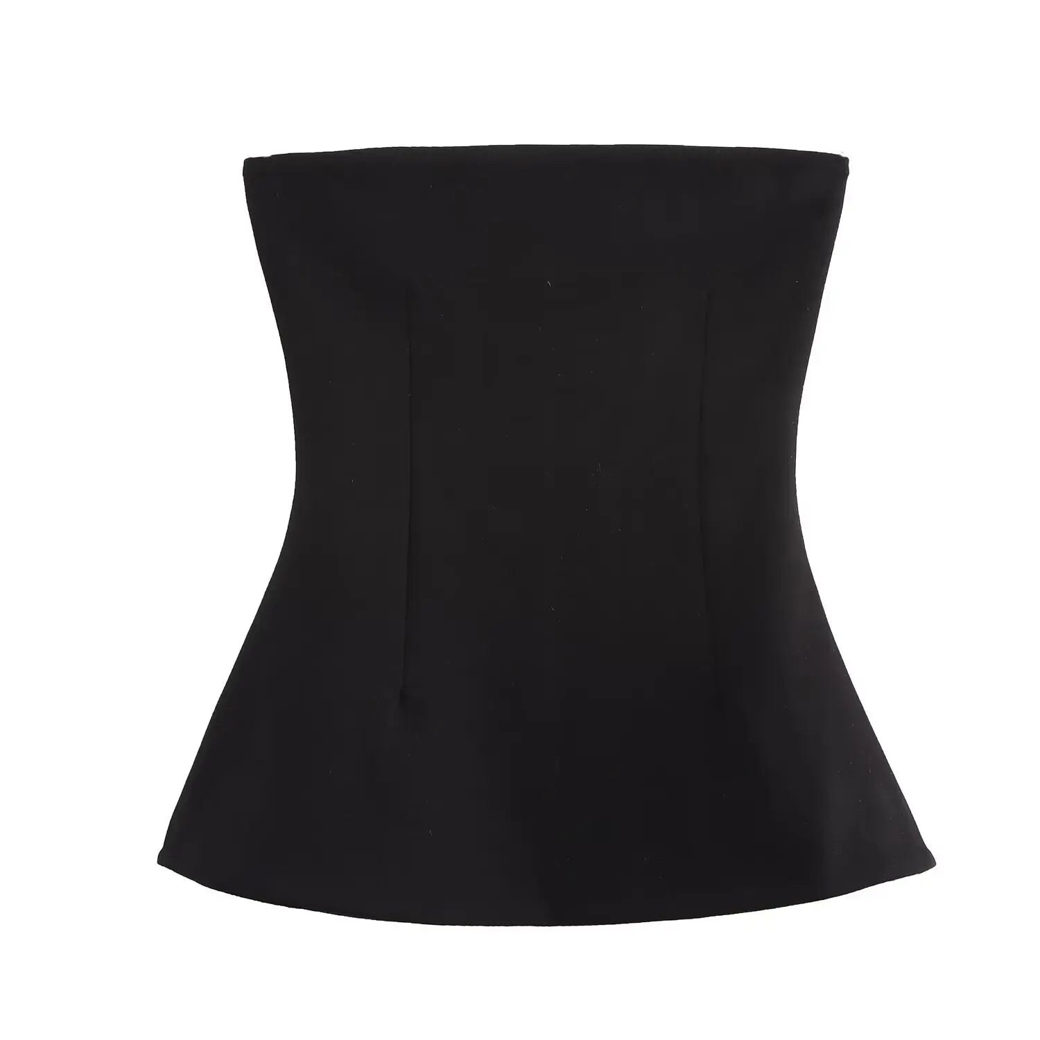 ZBZA Top tubo sexy sem costas feminino Slim fit cor sólida elástico médio casual cintura curta top primavera verão novo colete feminino chique