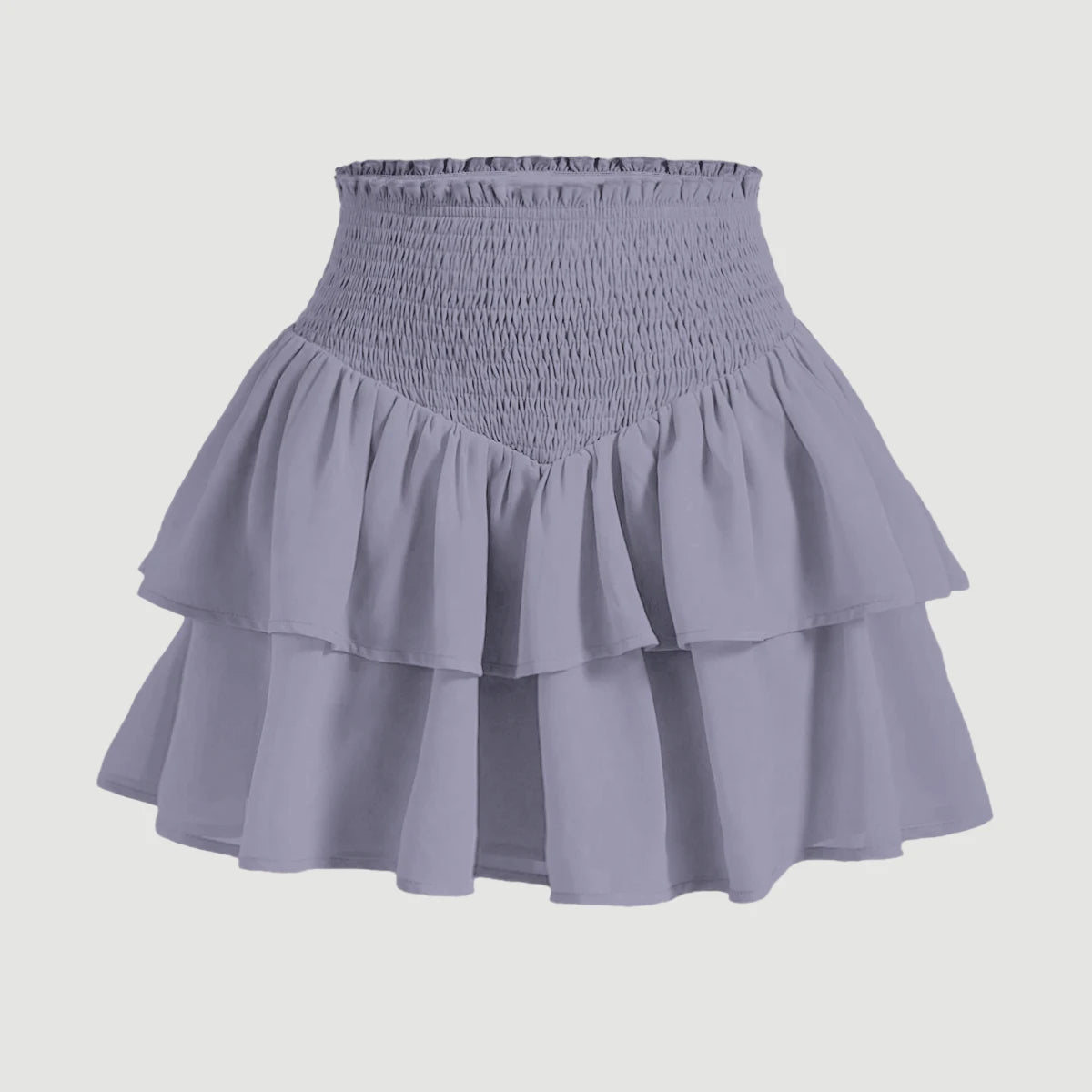 Mia Muse Minissaia feminina de cintura alta, peplum em camadas, casual, todas as estações, básica, sólida, formal, acampanada, linha A
