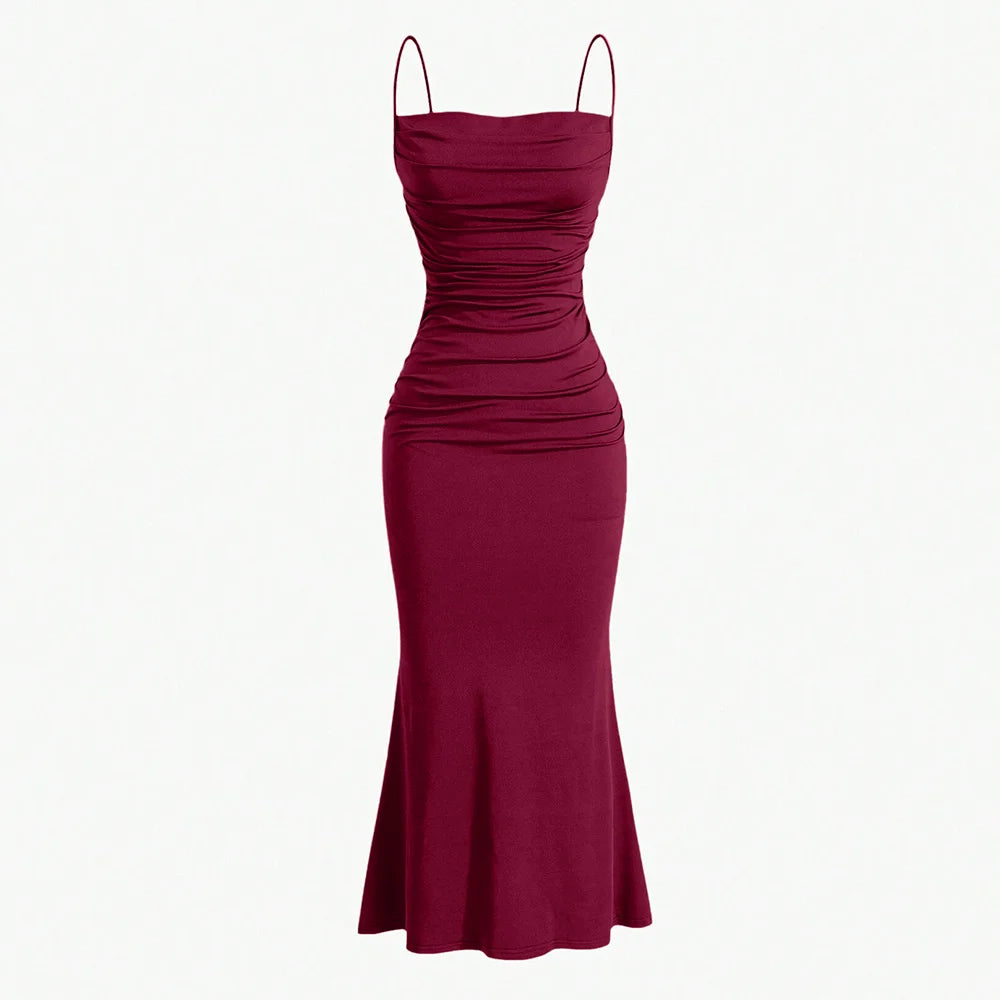 Mia Muse Vestidos de festa femininos maxi alça espaguete elegante fino noite casamento convidado multicolorido verão vestidos de leite