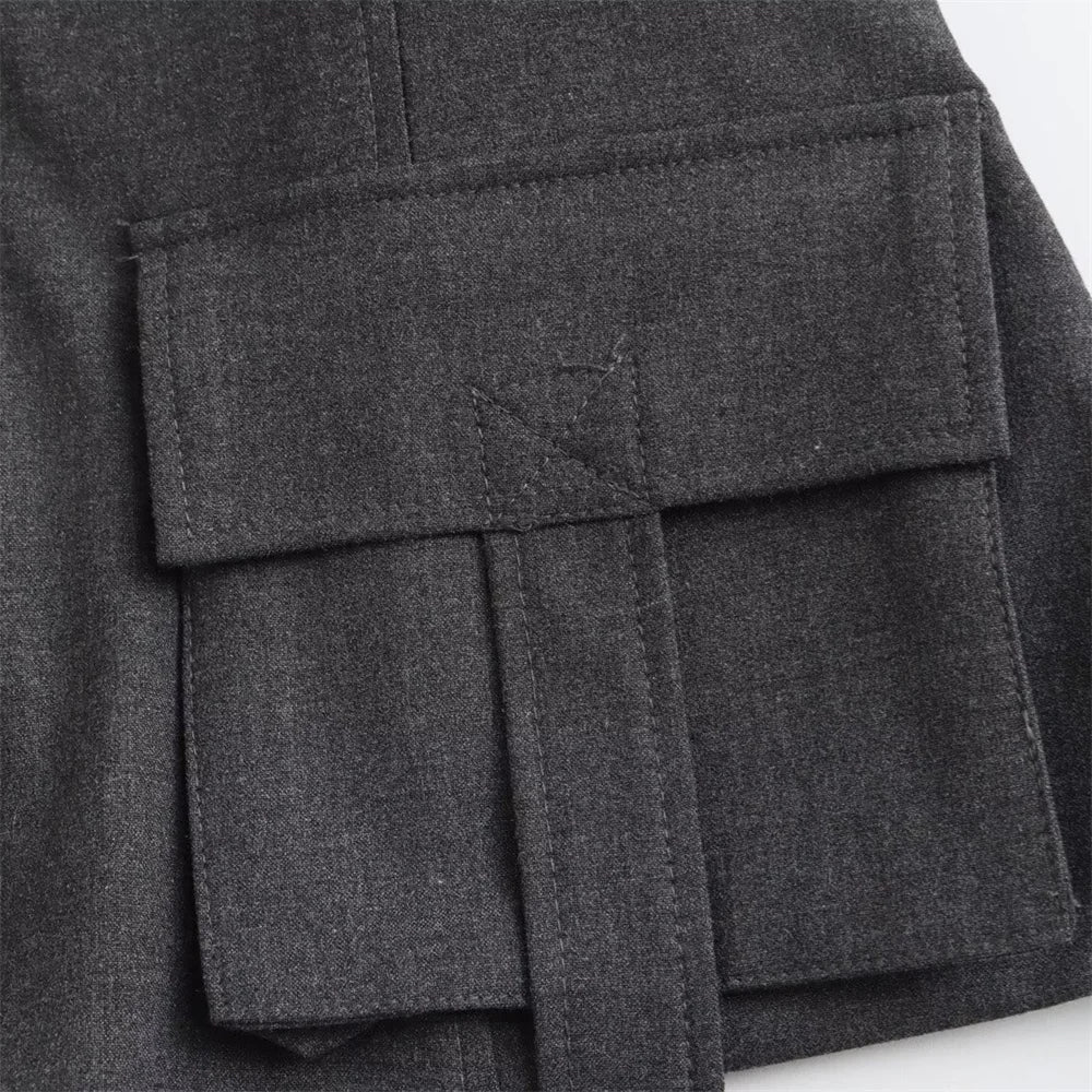 Taop & za 2024 primavera novo produto moda feminina e casual versátil fino ajuste bolso com zíper decoração com sutiã e alça superior