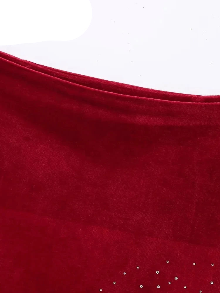Zevity moda feminina brilhante lantejoulas design irregular veludo mini saia faldas mujer feminino chique zíper lateral vestidos qun2663