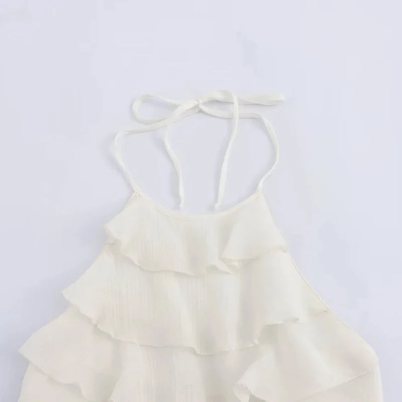 Colete sem mangas Halter arco feminino, top sexy com franjas elegante, Lady Bustier, roupa de suspensão feminina, moda verão