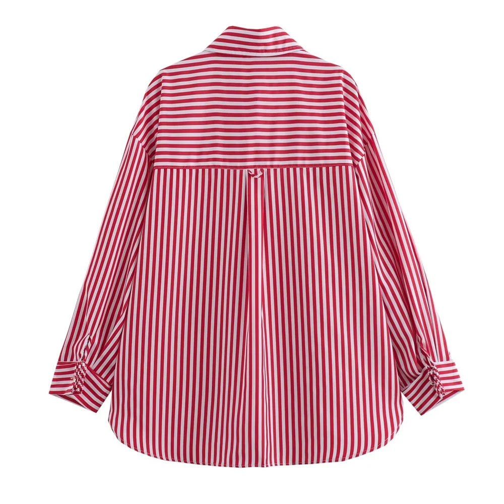 Camisa solta de punho ondulado feminino, top versátil, estilo europeu e americano, pequena, verão, novo, 2024ZAR