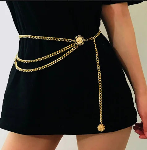 Boho sexy girassol rainha cabeça moeda borla pingente cintura barriga cinto corrente feminino verão biquíni rave corpo jóias y2k acessórios