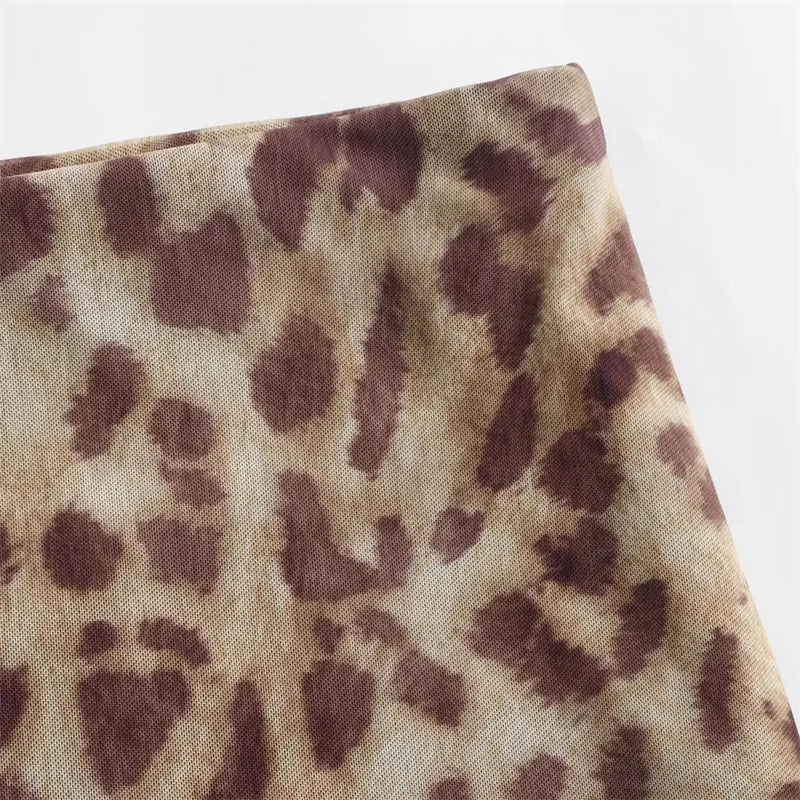 Muyer 2025 tule colheita topo feminino leopardo impressão ruched tubo topos para mulher sexy sem costas halter topo feminino fora do ombro verão topo