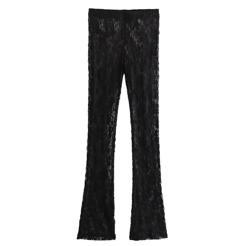 Trafza verão rendas macacões para mulheres moda nova mangas compridas oco para fora magro onesies feminino chique selvagem bodysuits femininos