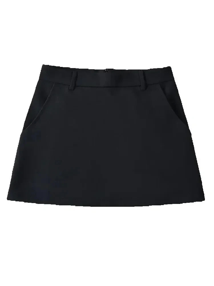 Mooyufon moda feminina sólida volta zíper a linha mini saia vintage cintura alta feminino chique senhora saias