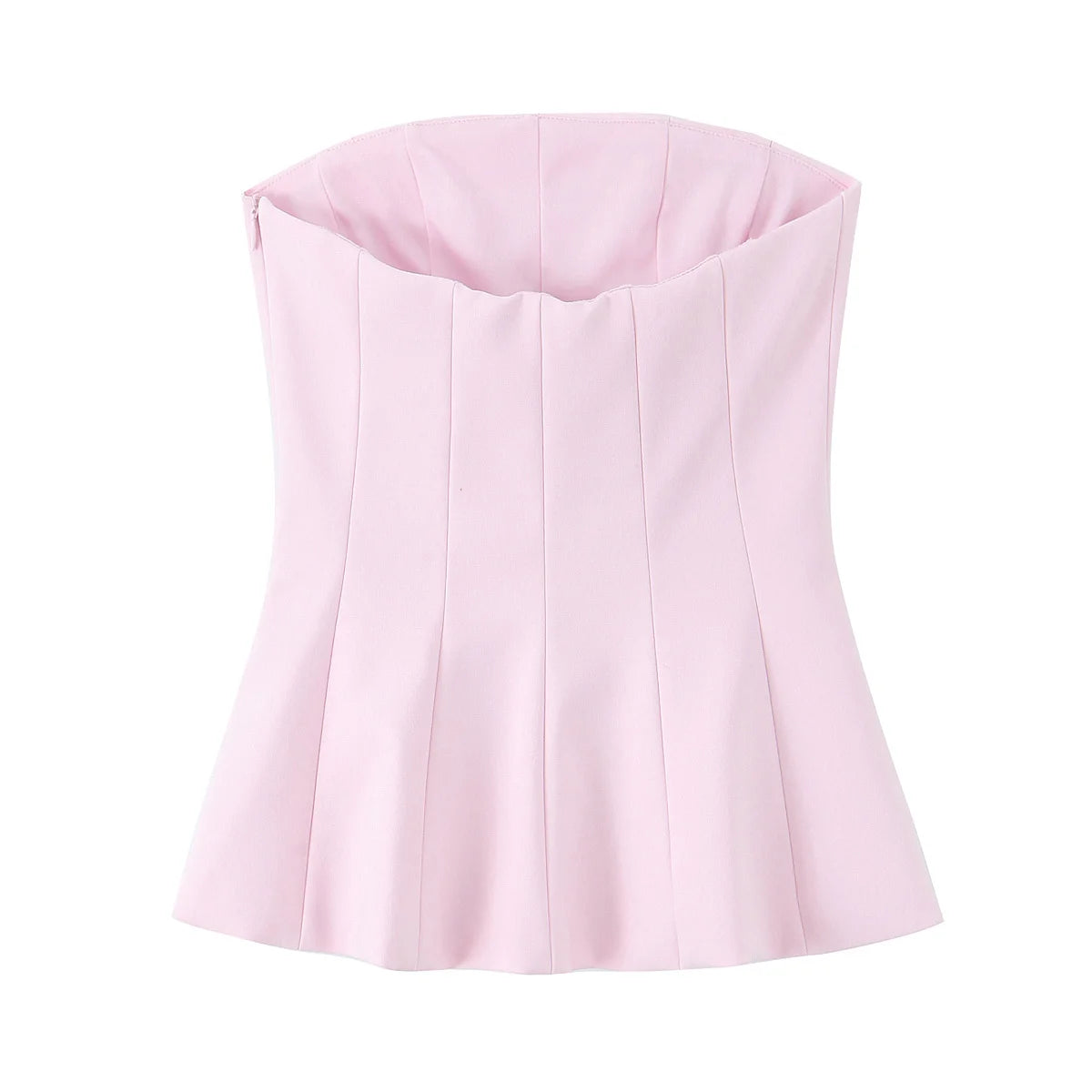 Tfmln moda feminina sem alças topo feminino casual sexy fino encaixe lateral zíper sólido curto topo 2025 verão novo 2 cores