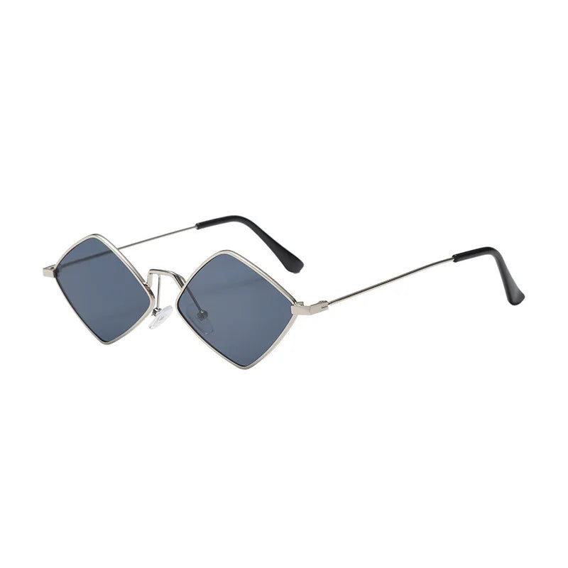 Óculos de sol em forma de losango vintage para mulheres homens na moda irregular metal óculos de sol marca moda designer condução uv400 óculos