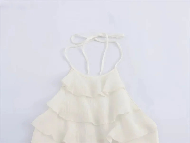 Colete sem mangas Halter arco feminino, top sexy com franjas elegante, Lady Bustier, roupa de suspensão feminina, moda verão