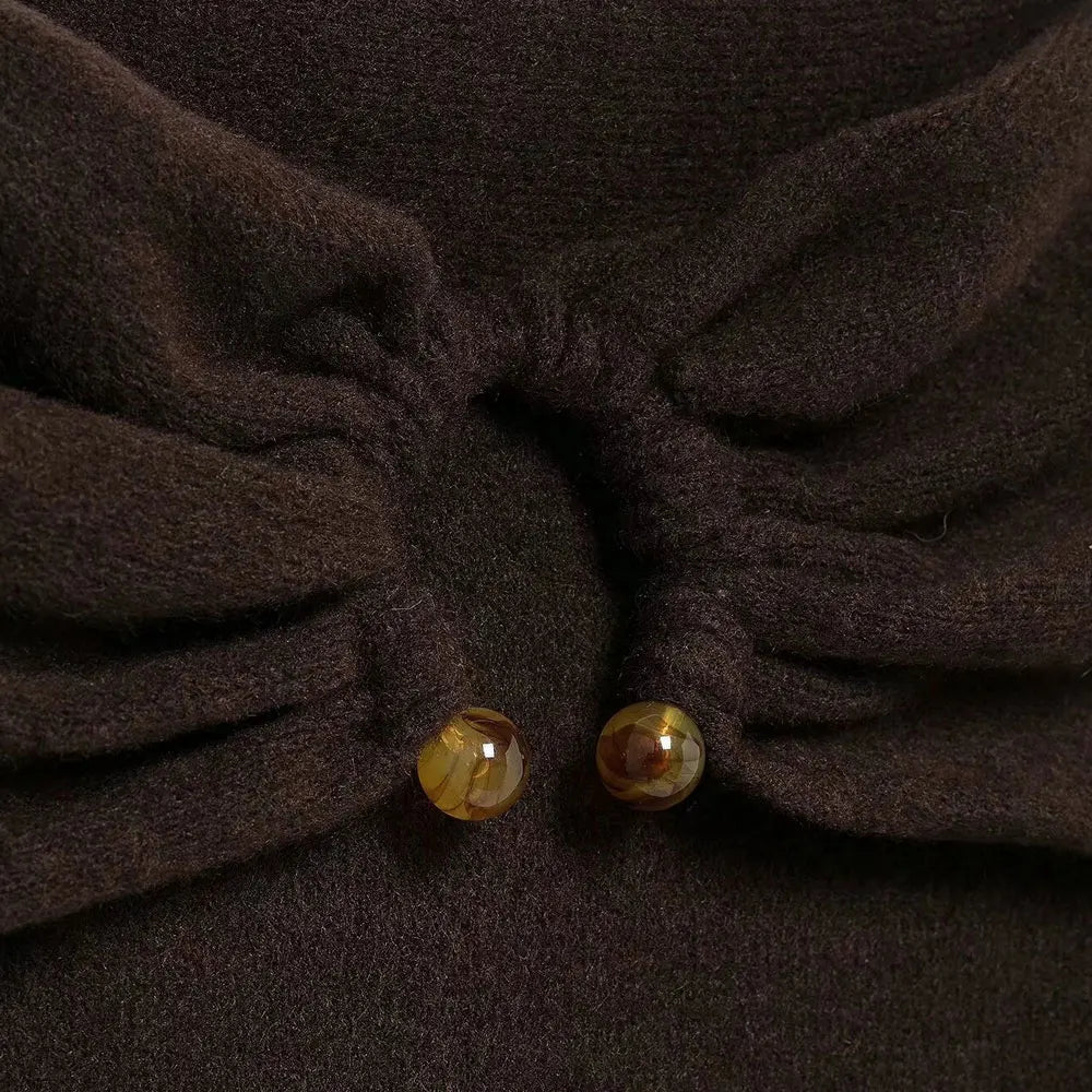 TRZA Suéter feminino de malha com ombros de fora, gola reta, manga comprida, pulôver fashion, apliques, tops chiques