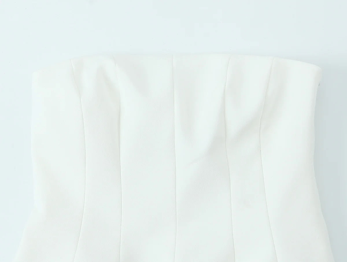 Tfmln moda feminina sem alças topo feminino casual sexy fino encaixe lateral zíper sólido curto topo 2025 verão novo 2 cores