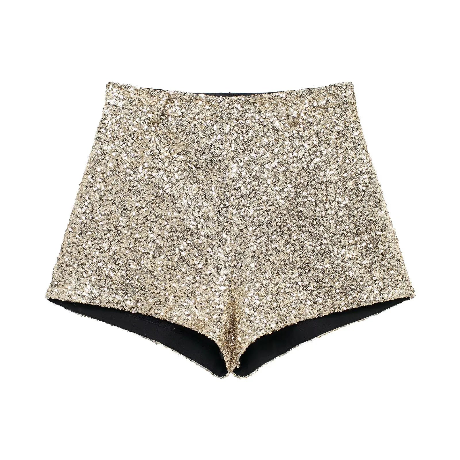 DEEABAE Coreano Dongdaemun 2025 High-end Temperamento Sexy Lantejoulas Cintura Média Casual All-match Shorts