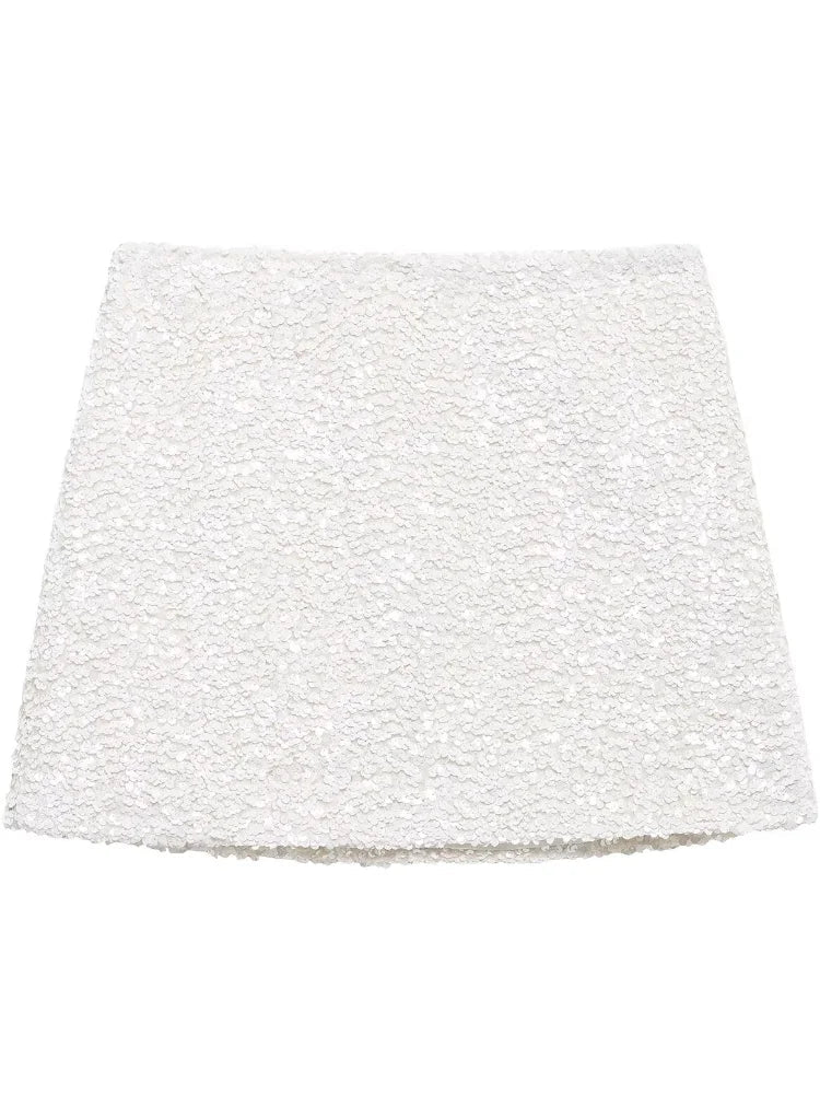 Zevity moda feminina branco lantejoulas design mini saia lápis faldas mujer feminino chique casual fino zíper marca vestidos qun7325