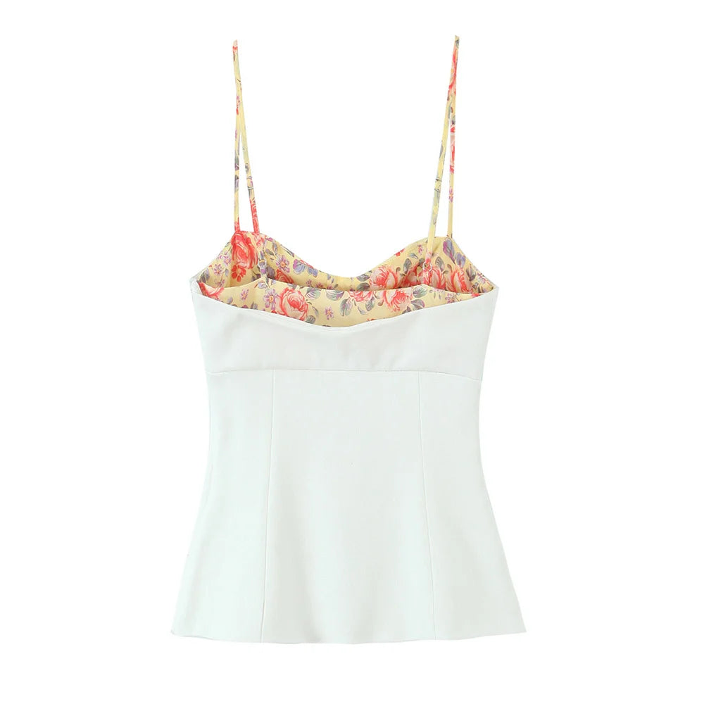 UNIZERA feminino impresso emenda elástica superior zíper decoração primavera/verão novo produto casual feminino wear