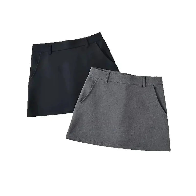 Mooyufon moda feminina sólida volta zíper a linha mini saia vintage cintura alta feminino chique senhora saias